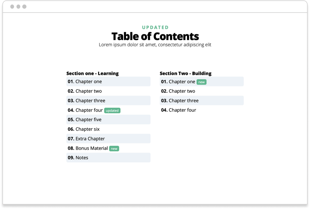 Preview: Table of contents